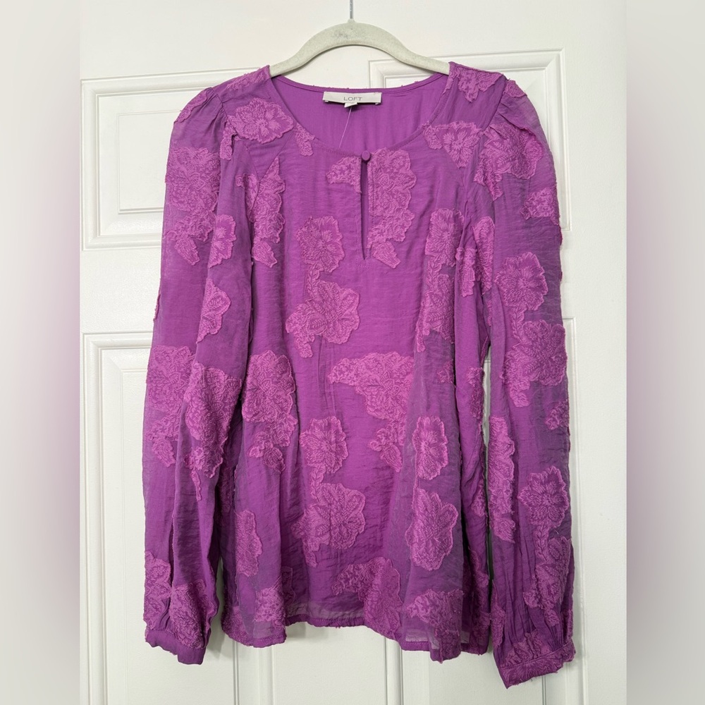 LOFT Women's Violet Floral Blouse